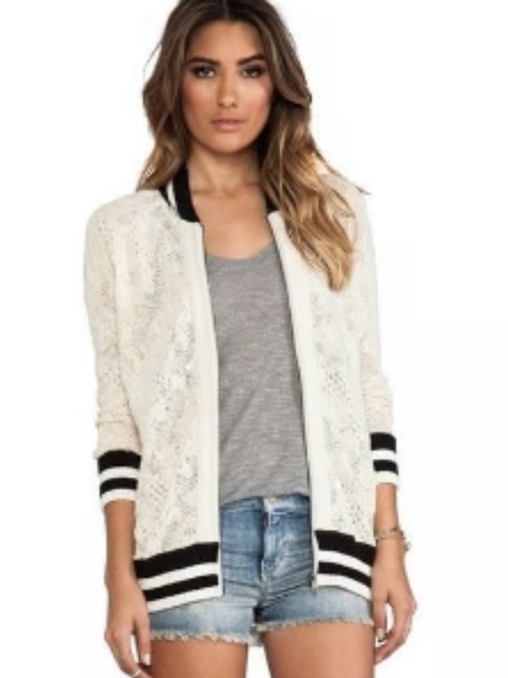 Free People Team Lace Varsity Bomber Jacket, XS (oversized), NWOT